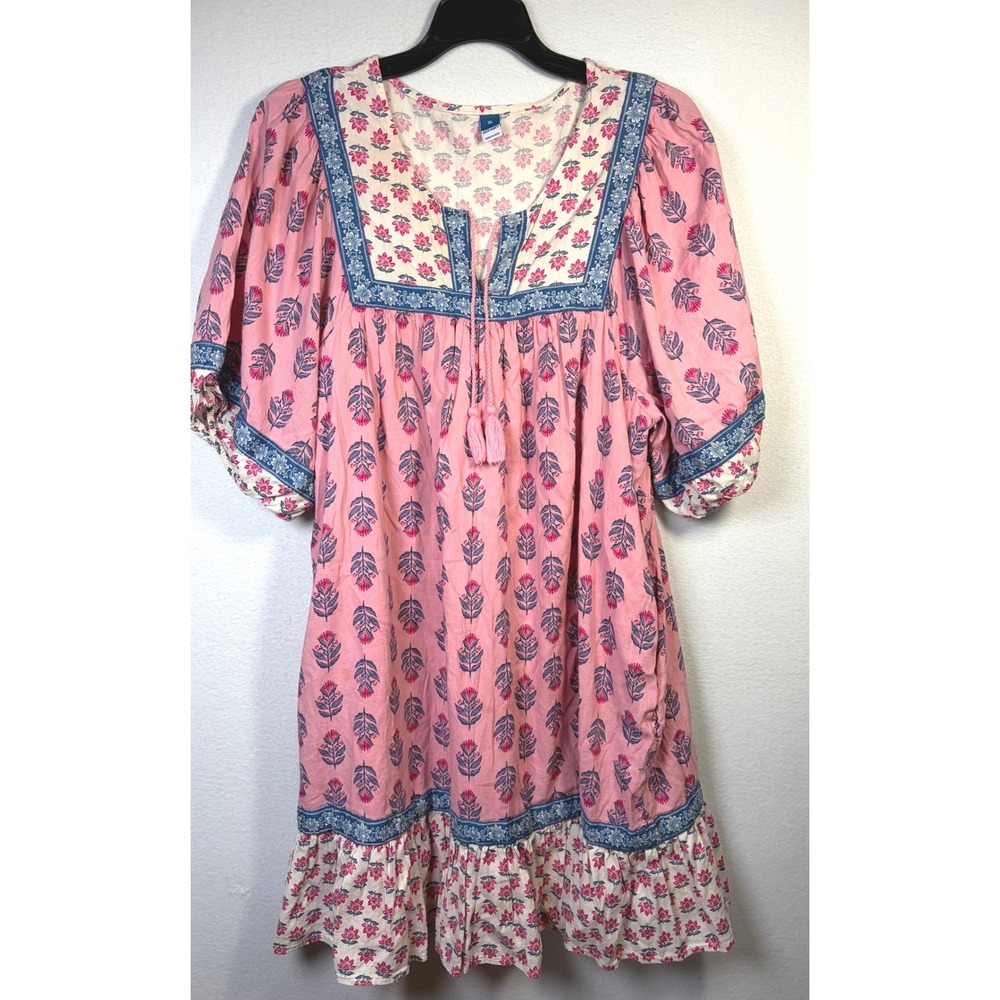 Old Navy Dress Womens XL Pink Excellent Floral Tassel Mini Shift Boho